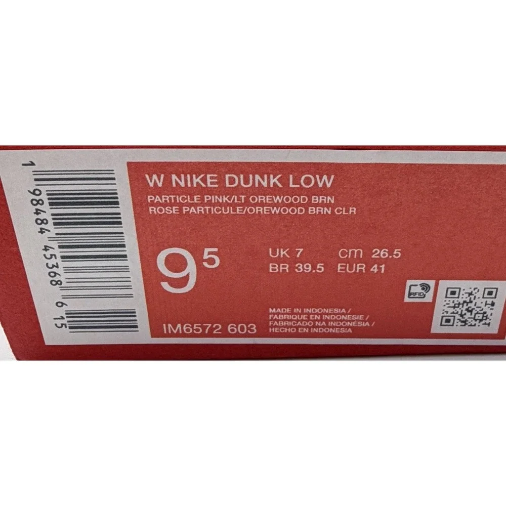 New Womens 9.5 Nike Dunk Low Particle Pink/Lt Orewood Brown Sneaker IM6572-603